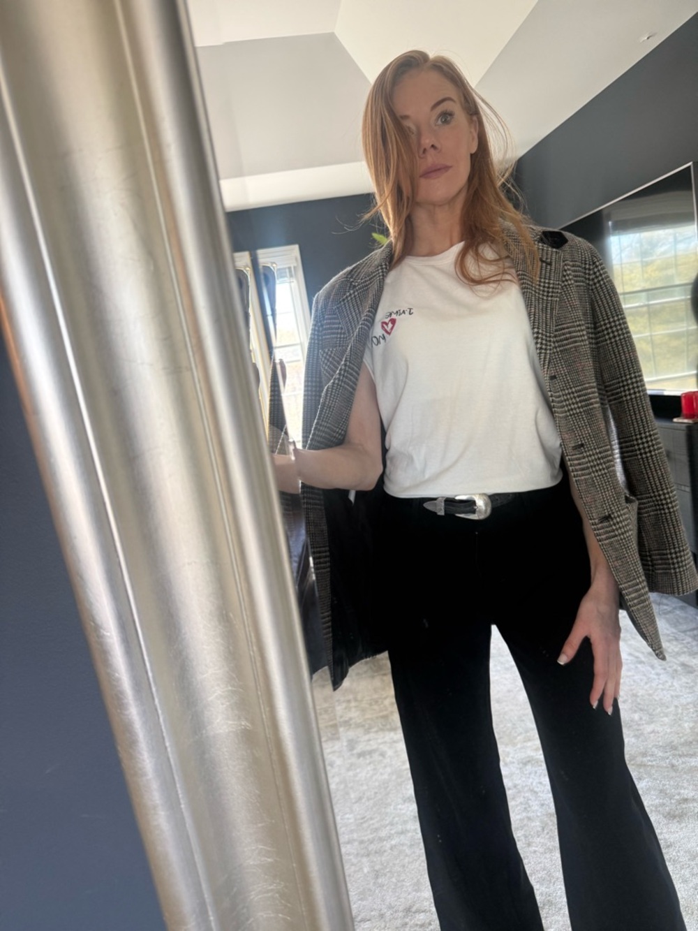 Braebrook Vintage Plaid Blazer in Black and Gray